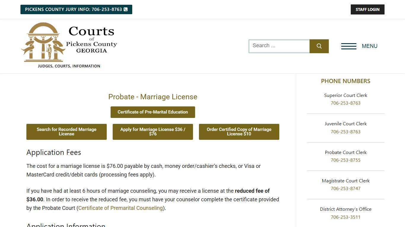 Marriage License – Courts of Pickens County Georgia