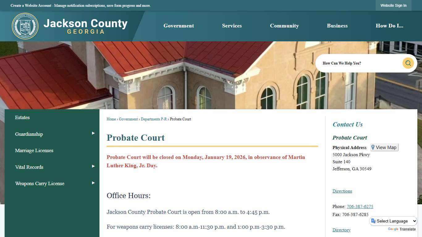 Probate Court | Jackson County, GA