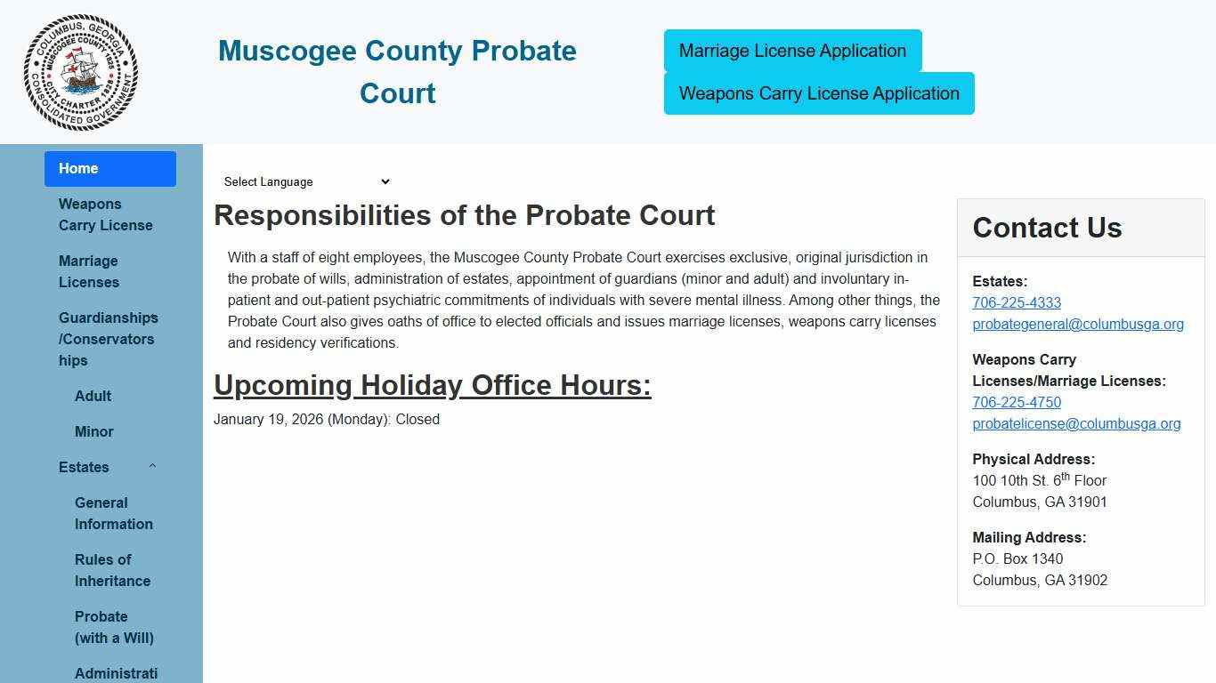 Muscogee County Probate Court > Home